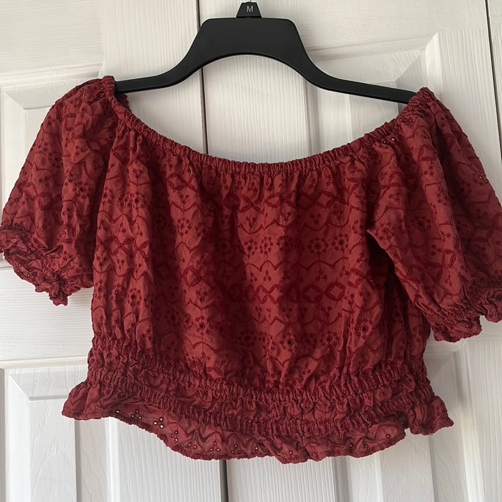Rust eyelet crop top